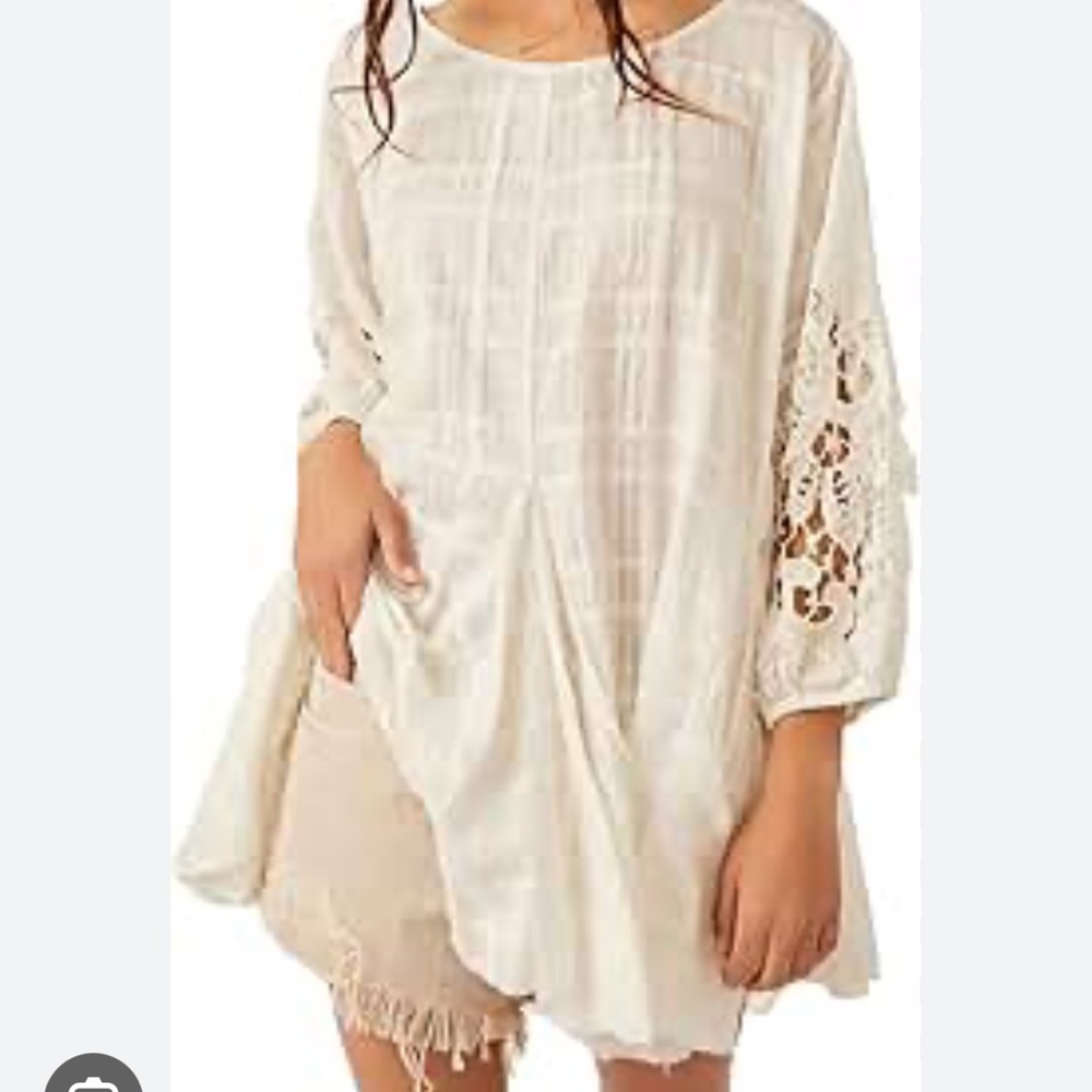 Oversized Free People White Shores Tunic